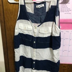 blue and white tank top